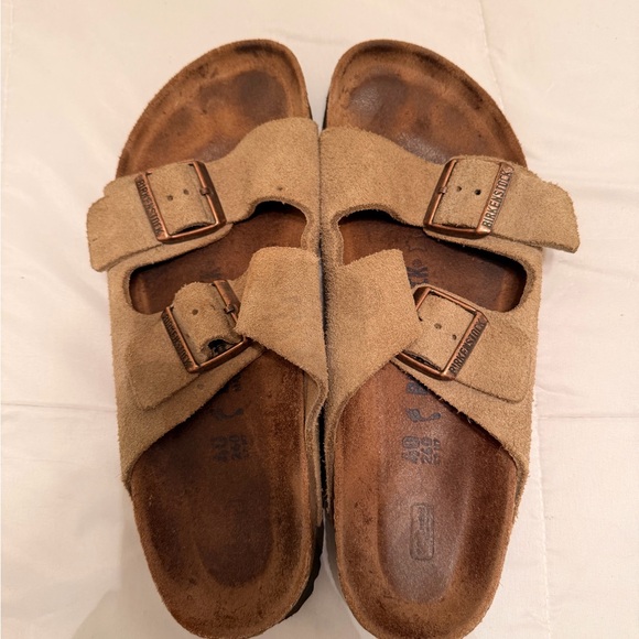 Birkenstock Light Brown Suede Footbed Sandals - Picture 1 of 2